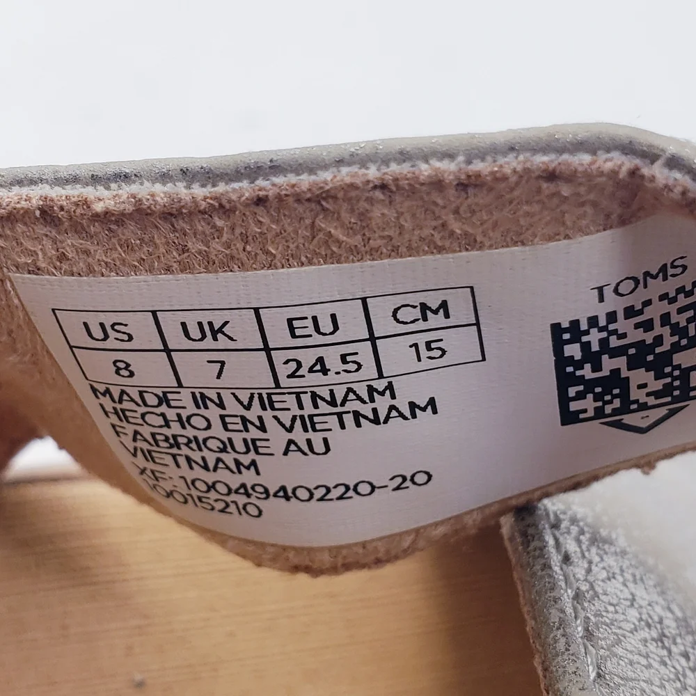 Toms Desert Taupe Shimmer Faux Leather Tiny Viv Sandals Girls Toddler Size 8